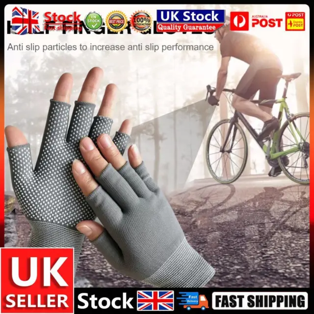 Fingerless Outdoor Bicycle Anti-skid Half Finger Fishing Gloves (Grey) UK