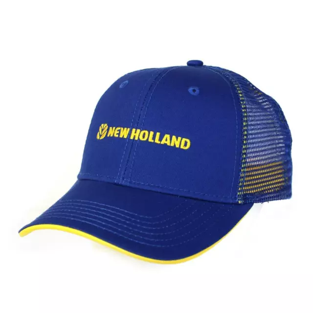 New Holland Blue Mesh Back Adult Ball Cap Hat With Yellow Accents NH600