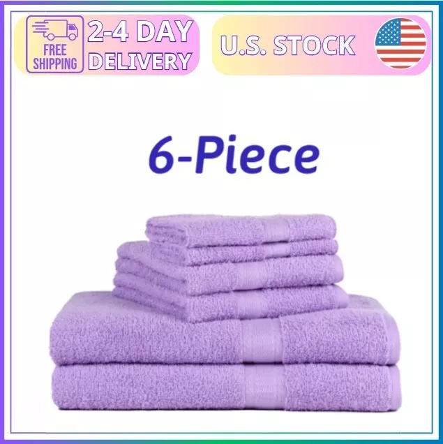 Mainstays Solid 6-Piece Adult Bath Towel Set, Clearly Aqua