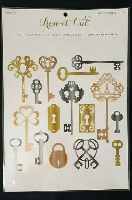 HORIZON Iron-It Out VINTAGE KEYS & LOCKS  Iron-On Transfer – 1 Sheet