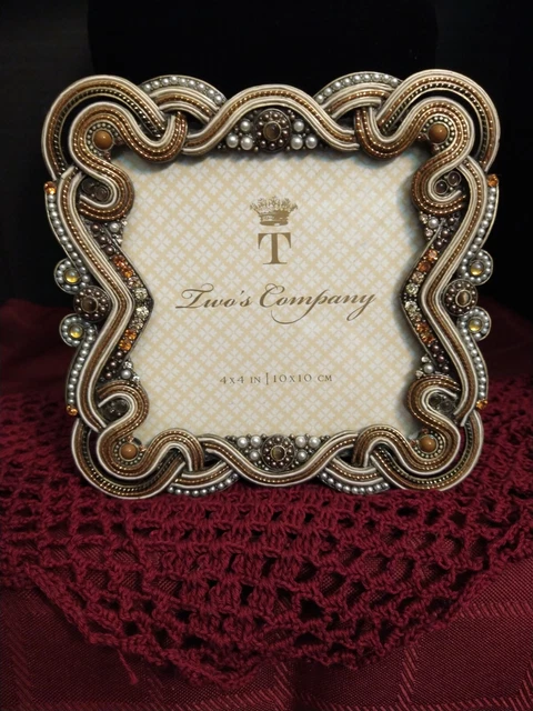 Vintage Two's Company Mini Bronze Rhinestone Picture Frame Beautiful!
