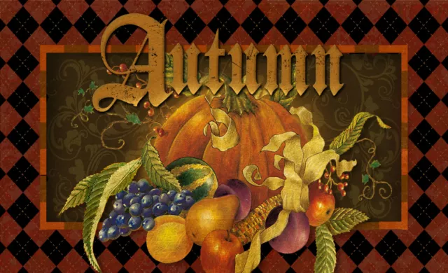 Toland Autumn Argyl 18 x 30 Decorative Fall Harvest Pumpkin Floor Mat Doormat