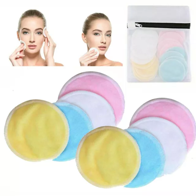 20PCS Cleansing Pads Make Up Remover Reusable Face Facial Sponge Cleaner Bamboo