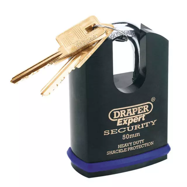 Draper Expert 50mm Heavy Duty Padlock and 2 Keys with Shrouded Shackle