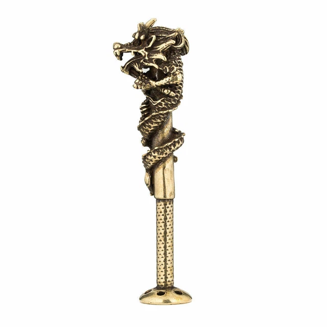 Carving Copper Smoking Pipe Tamper Tobacco Tamping Tool Press Brass Metal Dragon