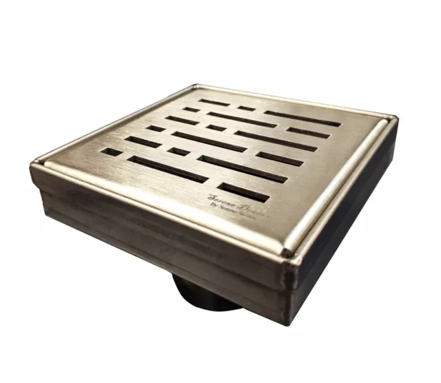 SereneDrains Square Shower Drain 304 Stainless Steel Broken Lane Satin Gold 4"