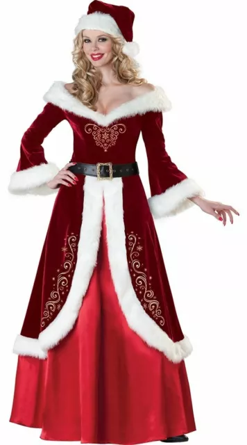 Abito da donna natalizio vestito Babbo Natale costume Santa Claus lungo rosso