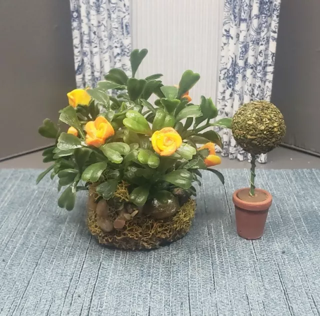 Dollhouse Miniature Artisan Flowering Bush & Topiary