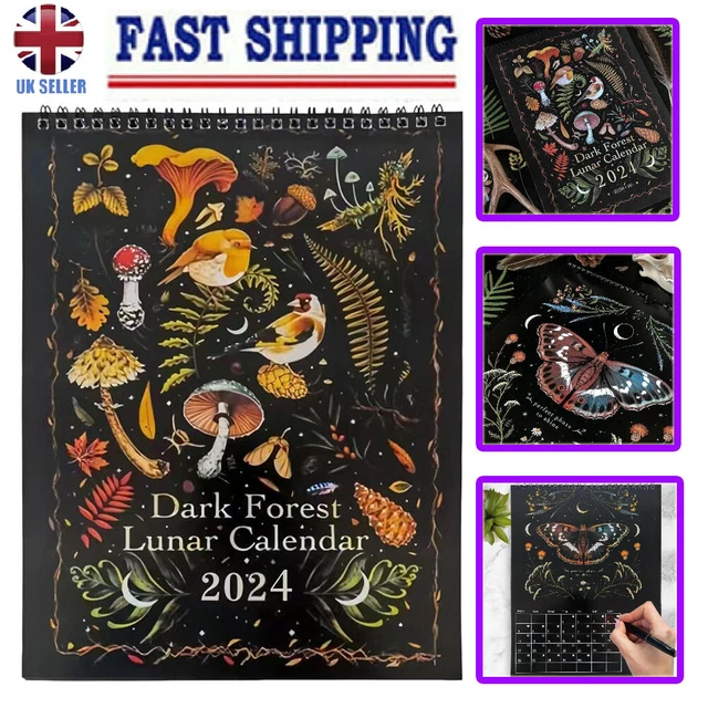 DARK FOREST LUNAR Calendar 2025 Wall Calendar Monthly Colorful Wall