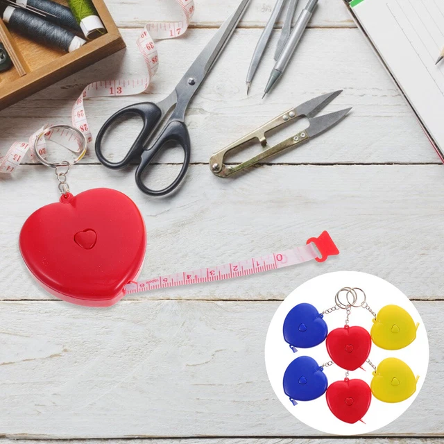 6 piezas cinta de medición portátil en forma de corazón cinta de medición retráctil cinta de medición bandeja de medición