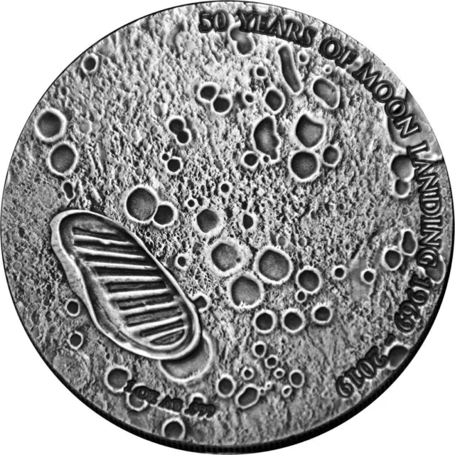 2019 Cameroon 50 years of Moon Landing 1 oz Silver Antique BOX EXTREMELY RARE