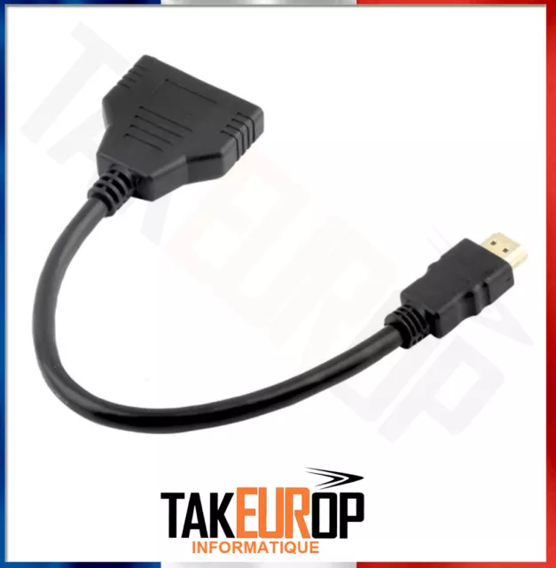 Repartiteur Multiprise HDMI - Splitter - 1 Entree Male / 2 sorties Femelle - BDP 3