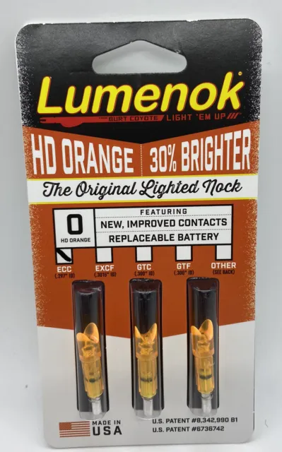 Burt Coyote Lumenok HD Orange Lighted Nock Easton Carbon Crescent ECC3 - 3 Pack