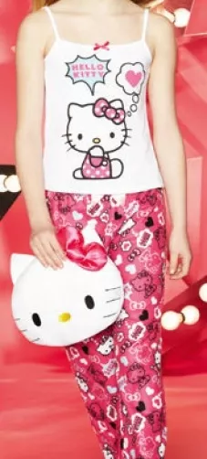 Charmmy Hello Kitty Pink One Piece Pyjama & Socks Sleepwear Size 2-6 Years  New