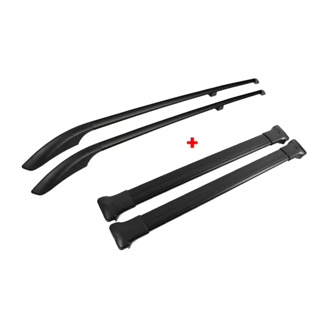 Kit Barres de toit pour VW Caddy 3 2003-2015 L1 Empattement Court Noir Alu 4x