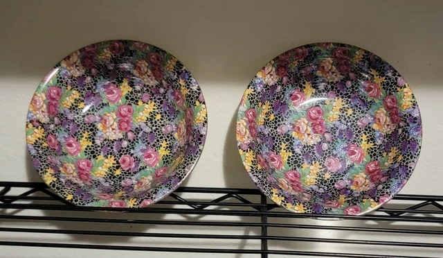 Vintage Royal Winton Grimwades Hazel Chintz Soup Bowls Lot of 2 #2208 England