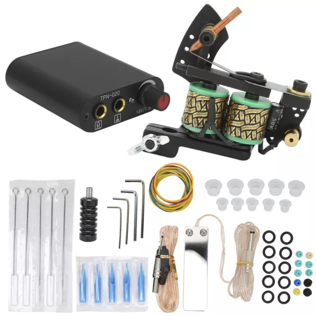 Coil Tattoo Machine Kit Clip Cord Foot Pedal Power Supply Needle Beginner Prac Coil Tattoo Machine Kit Clip Cord Foot Pedal Power Supply Needle Beginner Prac