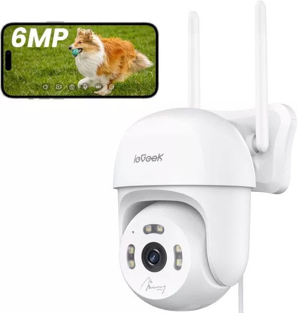 ieGeek 6MP 360° Wireless WiFi Security Camera Outdoor Auto Tracking CCTV System