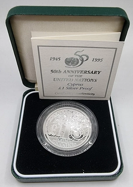 Cyprus 1995 Silver Proof Coin Pound Un In Box + Coa