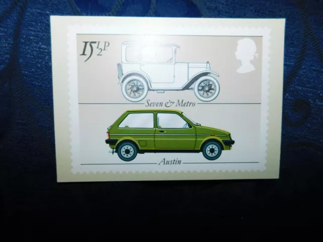 Royal Mail Postcard British Motor Cars Austin Seven & Metro 1St Day Cover Stamp