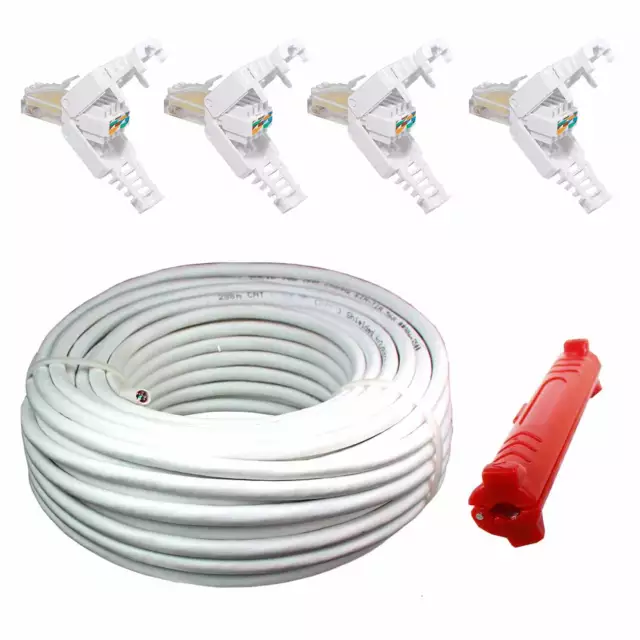 Set 10m Cat 6 U weiss 4 x RJ45 Stecker Verlegekabel Netzwerk Kat Kabel Lan 7 5