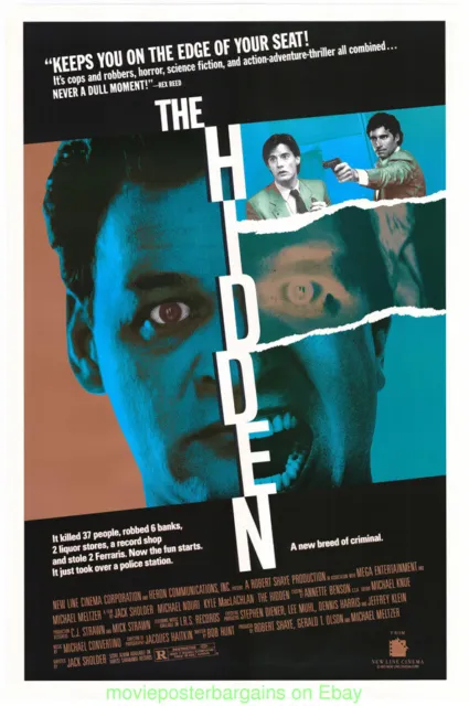 THE HIDDEN MOVIE POSTER SS 27x41 Horror Classic 1987 + THE FOG DS 27x40 BONUS