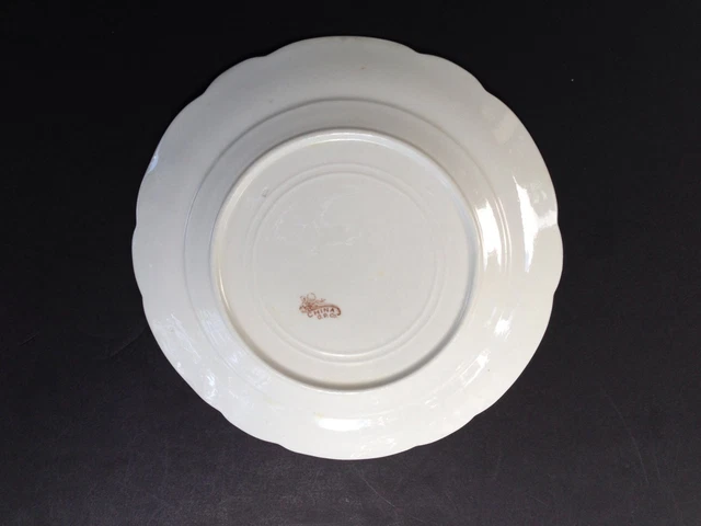 OP Co Syracuse China SY1126 Pink Yellow Flowers Gray Leaves - 10" DINNER PLATE 3