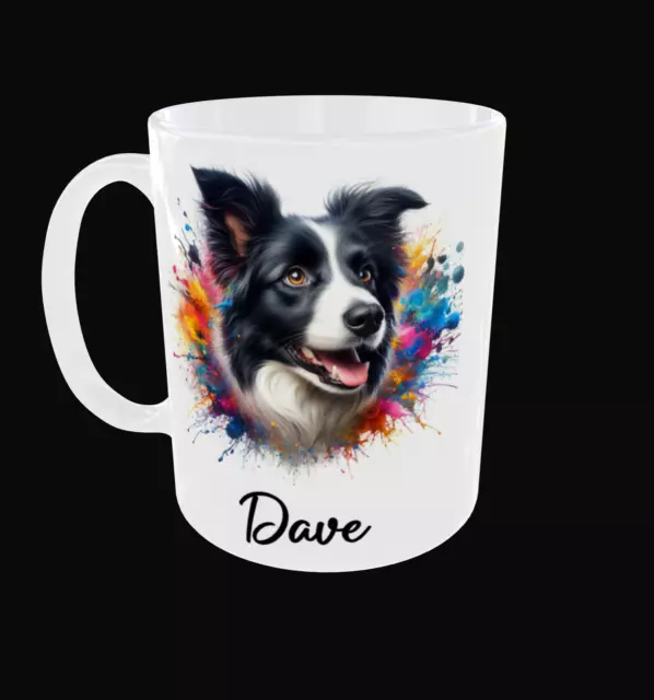 Border Collie Mug Personalised Add Name Optional Coffee Tea Cup Birthday Gifts