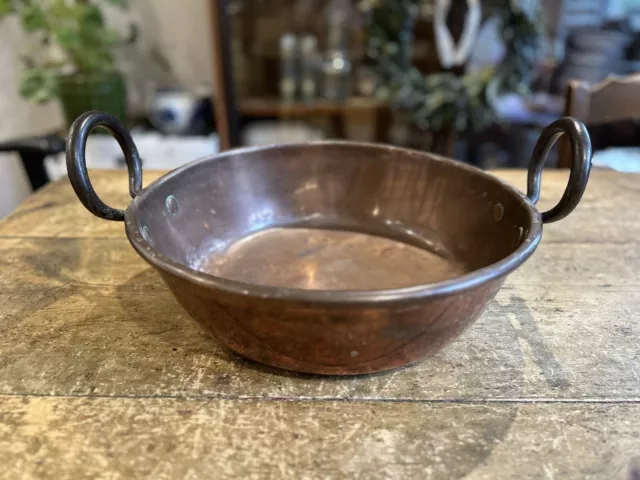Antique Victorian Copper Two Handled Preserve Pan
