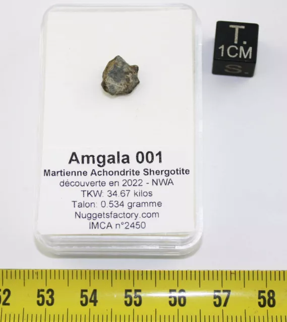 Talon de Météorite Amgala 001 - Martienne (NWA - 0.534 gramme - 010**)