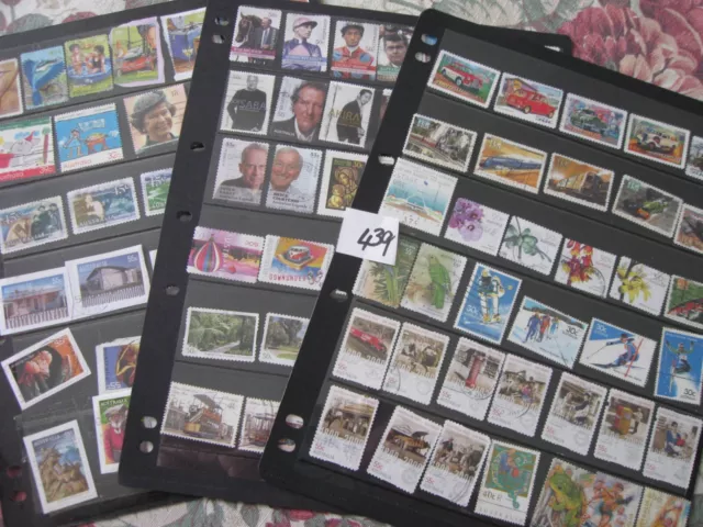 3 PAGES of USED  STAMPS Lot 439 ALL DIFFERENT ON & OFF PAPER SETS WHEN AVAILABLE