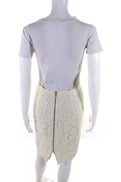 Diane Von Furstenberg Women's Zip Closer A-Lined Lace Midi Skirt White Size M 3