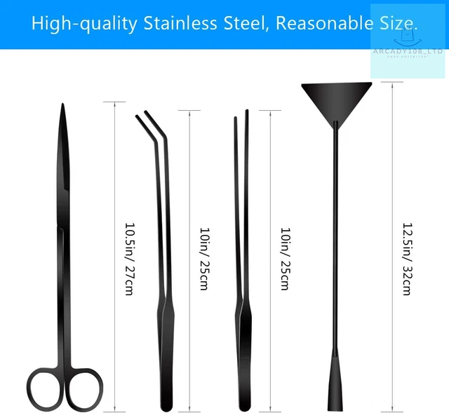 Aquarium Aquascape Tools Kit, 4 in 1 Anti-Rust Aquatic Plant Aquascaping Tool 2