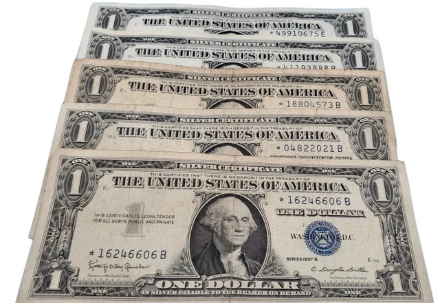 1935/1957 One Dollar Star Note Silver Certificate $1  Average Circ Blue Seal