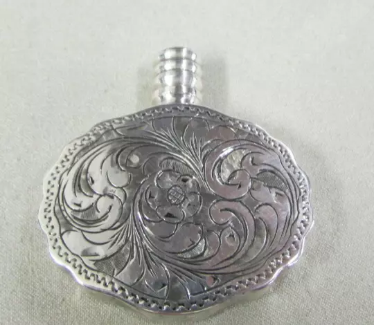 Beautiful 800 Silver Engraved Perfume Bottle from Italy +