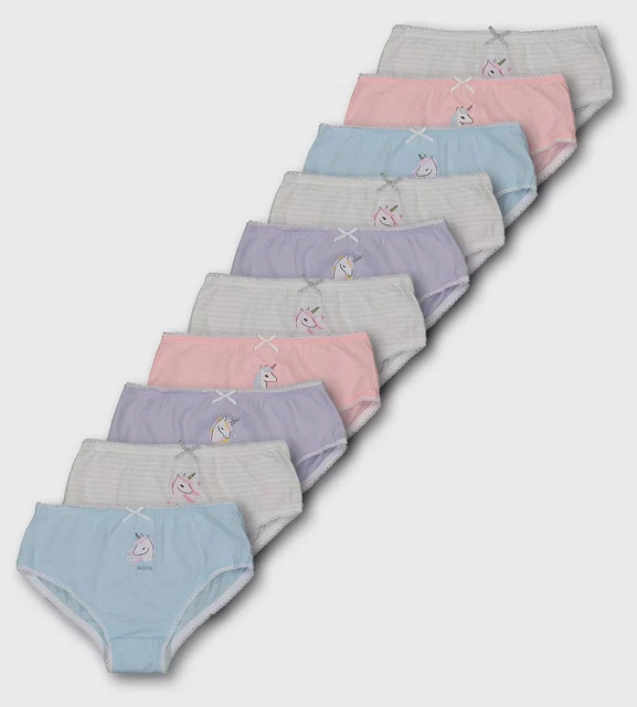 Girls 10 Pack Unicorn Pastel Briefs Knickers Underwear Tu NEW