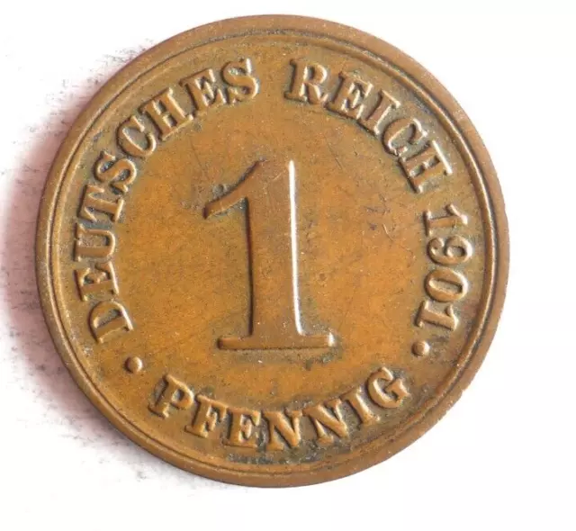 1901 D German EMPIRE PFENNIG - Collectible Coin German Bin #6