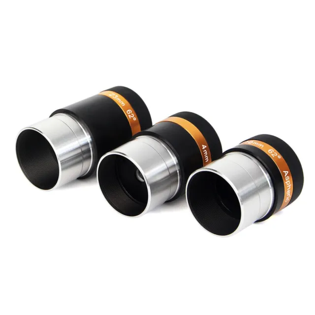 1.25" 4/10/23mm Wide Angle 62°Aspheric Eyepiece HD Fully Coated Telescope Parts