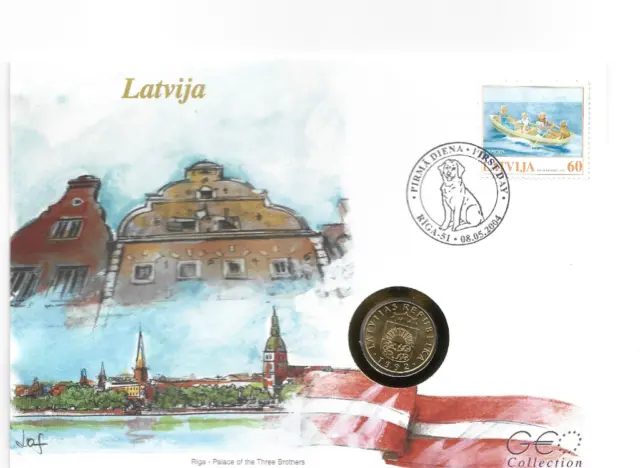 LATVIA   cover +coin  europa