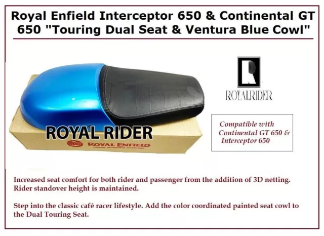 Royal Enfield Interceptor 650 & GT 650 "TOURING DUAL SEAT & VENTURA BLEU COWL"