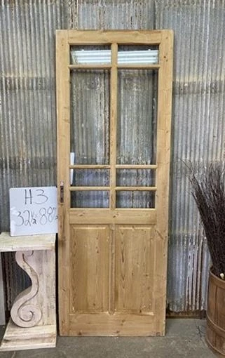 Antique French Single Door (32.5x88.5) 6 Pane Glass European Door H3