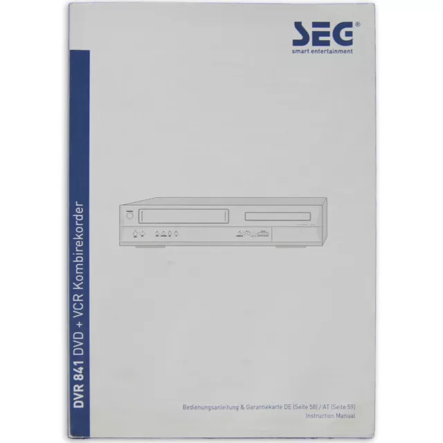 SEG DVR 841 Bedienungsanleitung Manual DVD Player VHS Rekorder Deutsch BDA