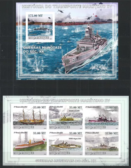 Mozambique Mosambik 2009 Block Mini Sheet Set Imperf Schiff Ship Boat Transport