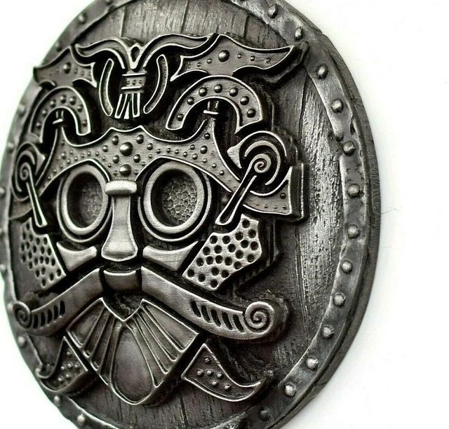 NORSE GOD LOKI Mask Viking Shield Wall Mount Sculpture Home Decor