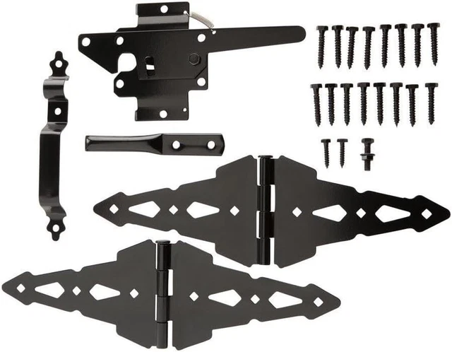 Everbilt Black Post Self Latching Gate Set Kit 1002 316 523
