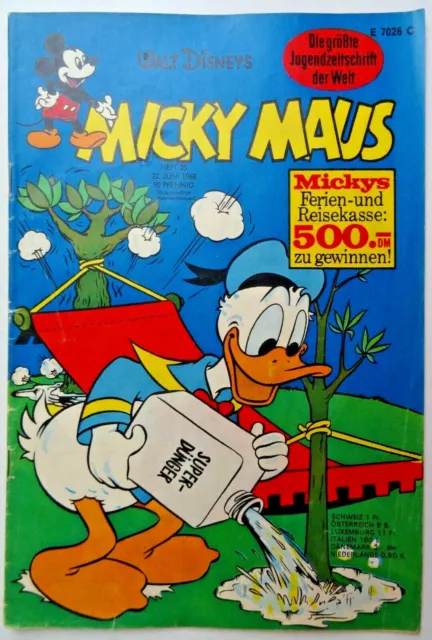 1 Micky Maus Heft Nr. 25 aus 1968, mit Schnipp, mit 1 Sammelbild, Zustand 2