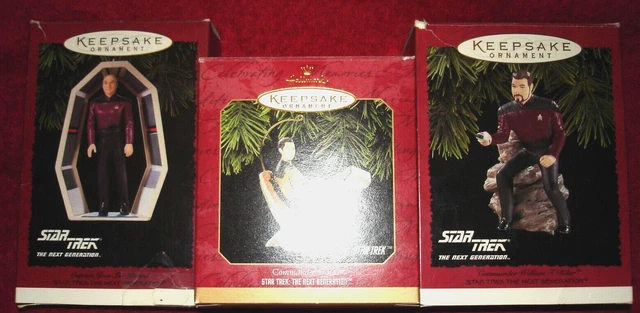 Hallmark Keepsake Ornaments Star Trek Next Generation Captain Picard Riker Data