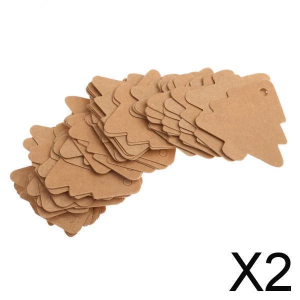 2x 50pcs Kraft Paper Christmas Tree Shape Wedding Party Gift Tags Paper Cards