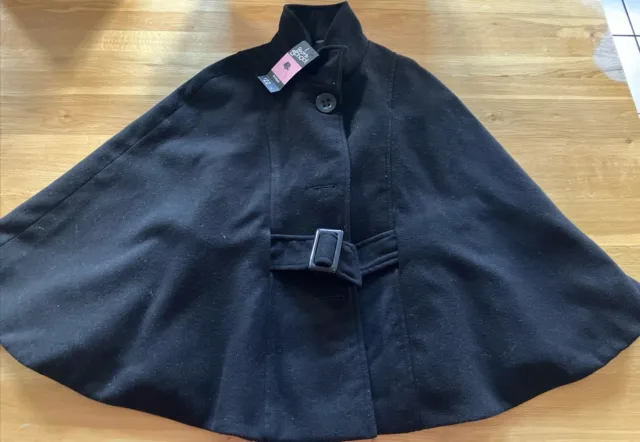 Fantastic Tesco Black Cape Coat Jacket 9-10 Years RRP £22, Back To School New