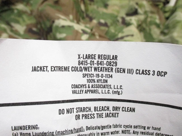 Nwot Army Ocp Scorpion Level 6 Cold/ Wet Weather Jacket X-Large/Reg Gen Iii Top 2
